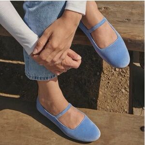Everlane Mary Janes in Blue Velvet